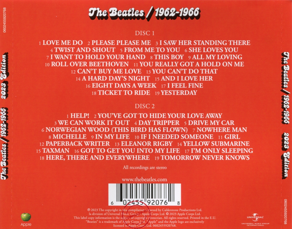 Audio CD: Beatles (1973) 1962-1966 Audio CD: Beatles (1973) 1962-1966