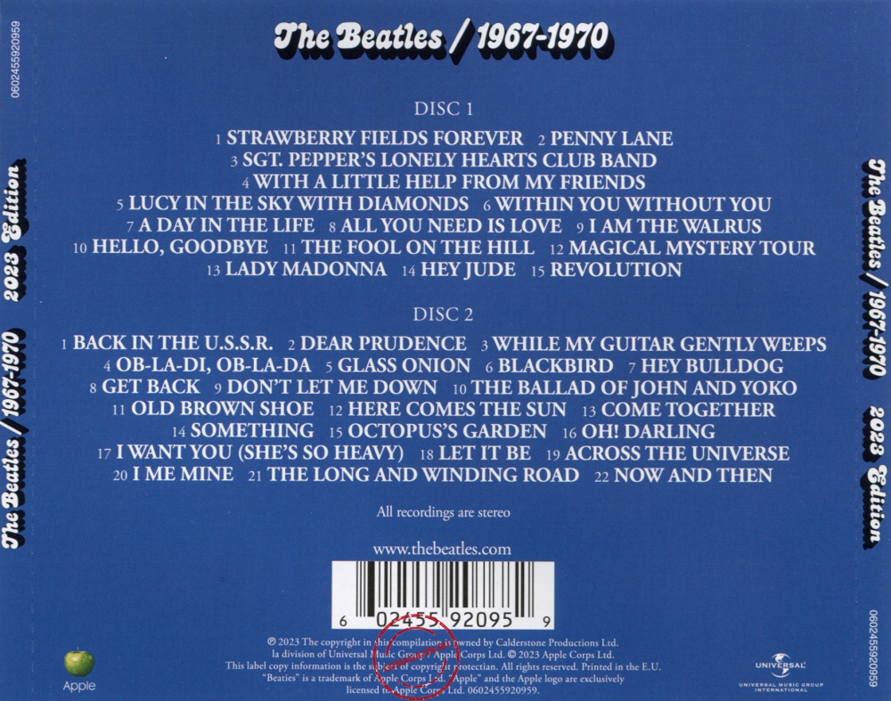 Audio CD: Beatles (1973) 1967-1970