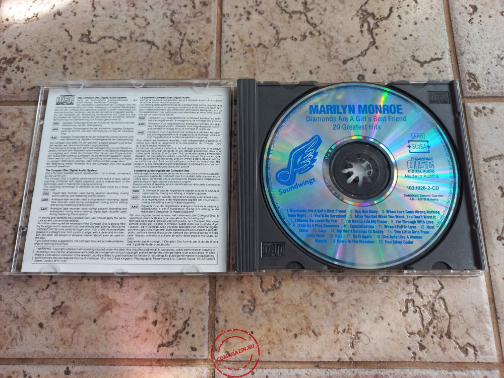 Audio CD: Marilyn Monroe (1989) Diamonds Are A Girl's Best Friend (20 Greatest Hits) Audio CD: Marilyn Monroe (1989) Diamonds Are A Girl's Best Friend (20 Greatest Hits)