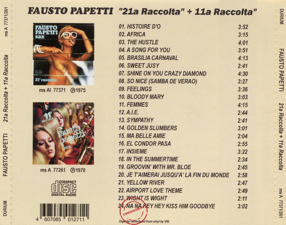 Audio CD: Fausto Papetti (1975) 21ª Raccolta + 11ª Raccolta