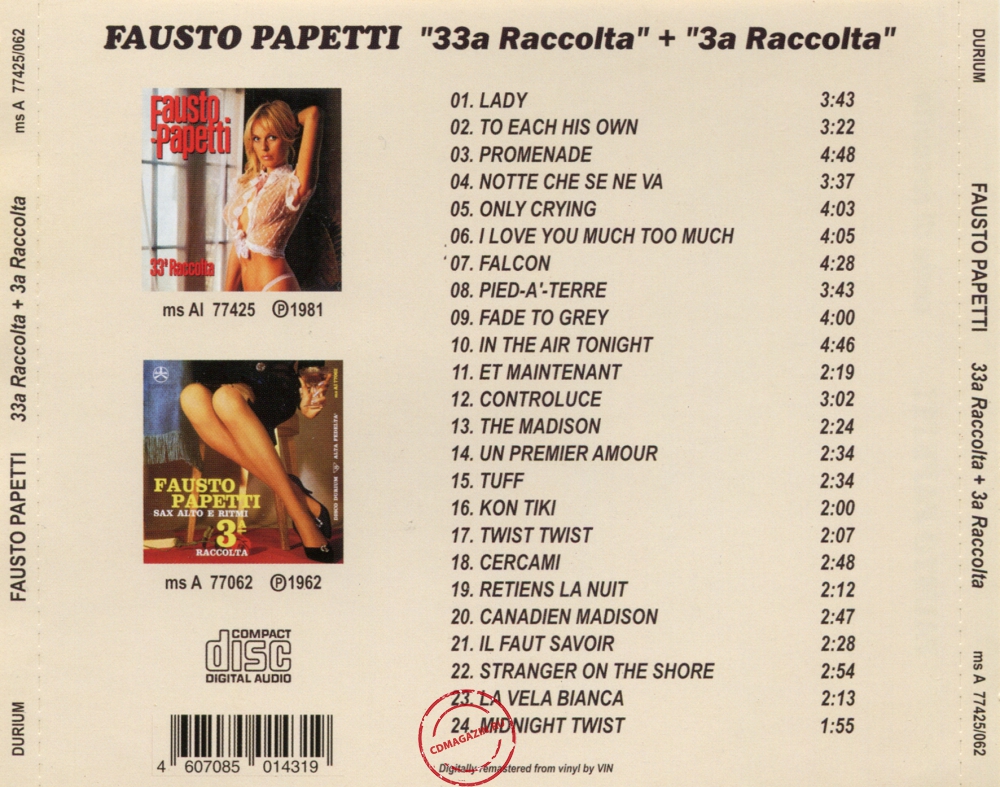Audio CD: Fausto Papetti (1981) 33ª Raccolta + 3ª Raccolta