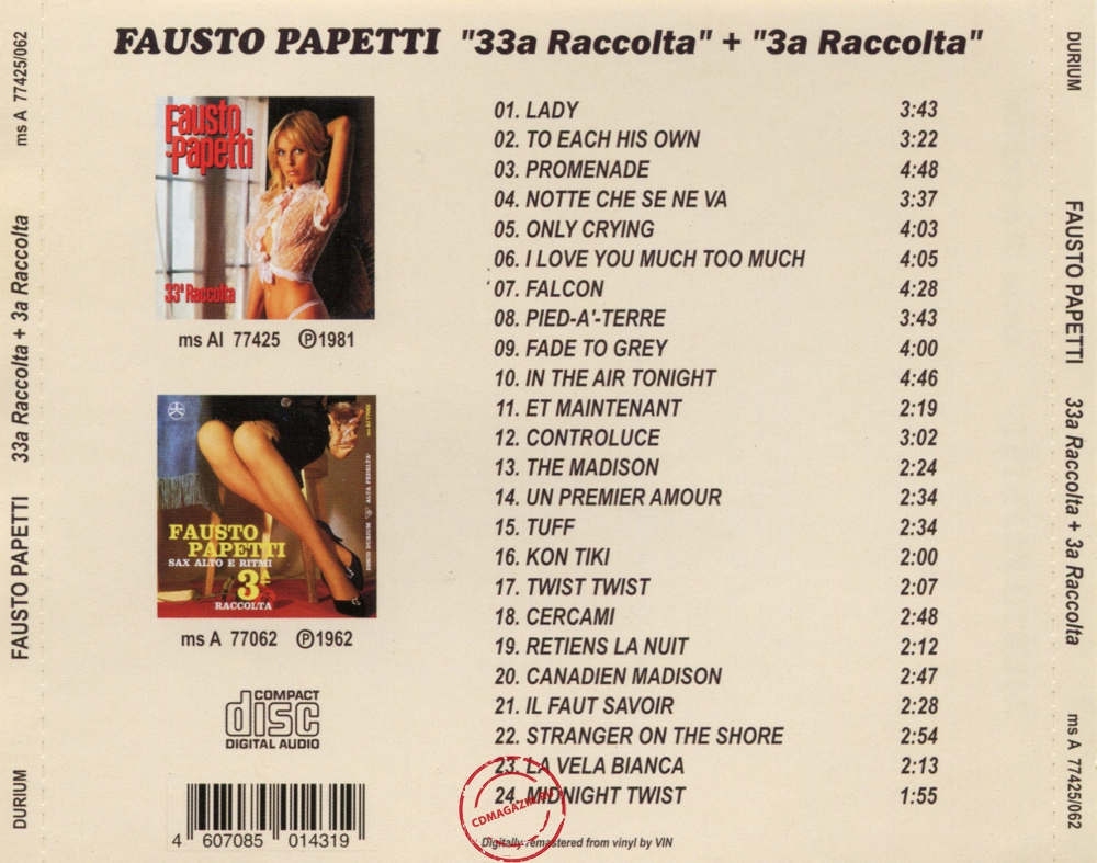 Audio CD: Fausto Papetti (1981) 33ª Raccolta + 3ª Raccolta Audio CD: Fausto Papetti (1981) 33ª Raccolta + 3ª Raccolta