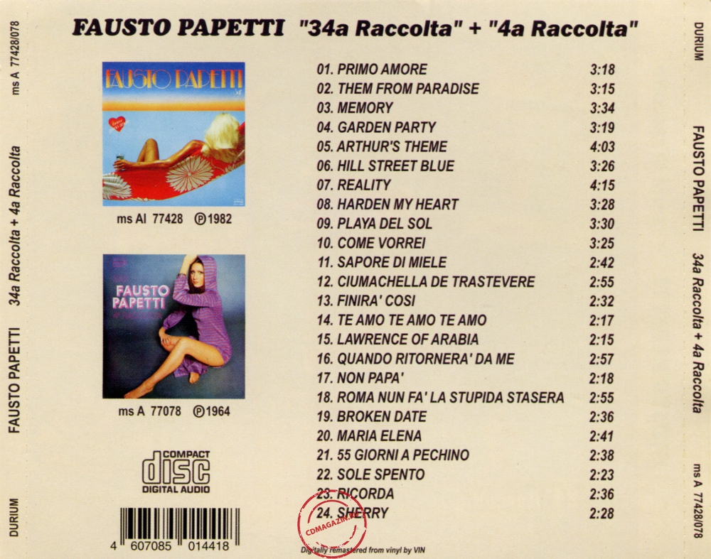 Audio CD: Fausto Papetti (1982) 34ª Raccolta + 4ª Raccolta