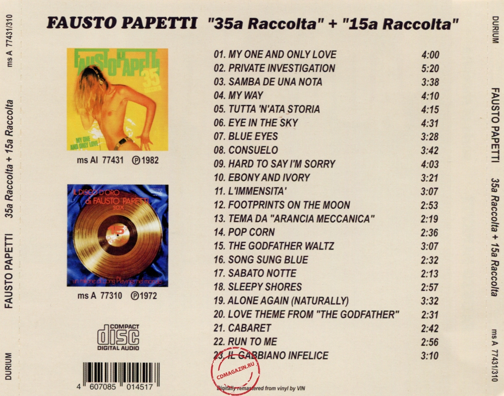 Audio CD: Fausto Papetti (1982) 35ª Raccolta + 15ª Raccolta Audio CD: Fausto Papetti (1982) 35ª Raccolta + 15ª Raccolta