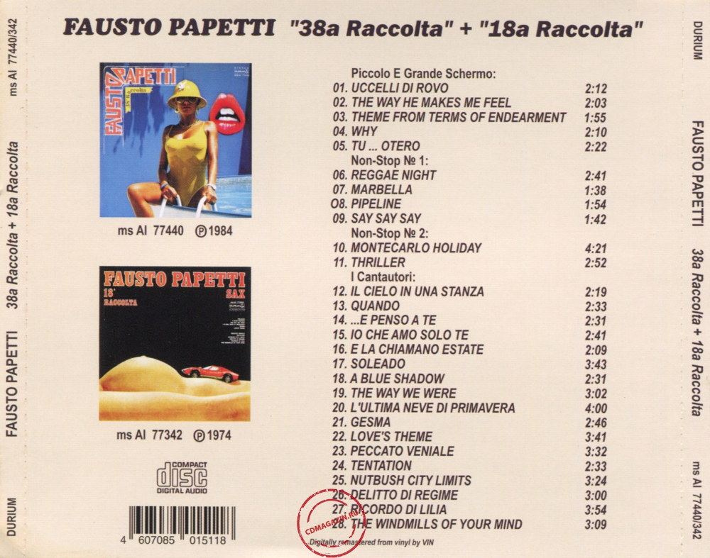 Audio CD: Fausto Papetti (1984) 38ª Raccolta + 18ª Raccolta Audio CD: Fausto Papetti (1984) 38ª Raccolta + 18ª Raccolta