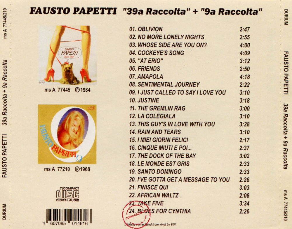Audio CD: Fausto Papetti (1984) 39ª Raccolta + 9ª Raccolta Audio CD: Fausto Papetti (1984) 39ª Raccolta + 9ª Raccolta