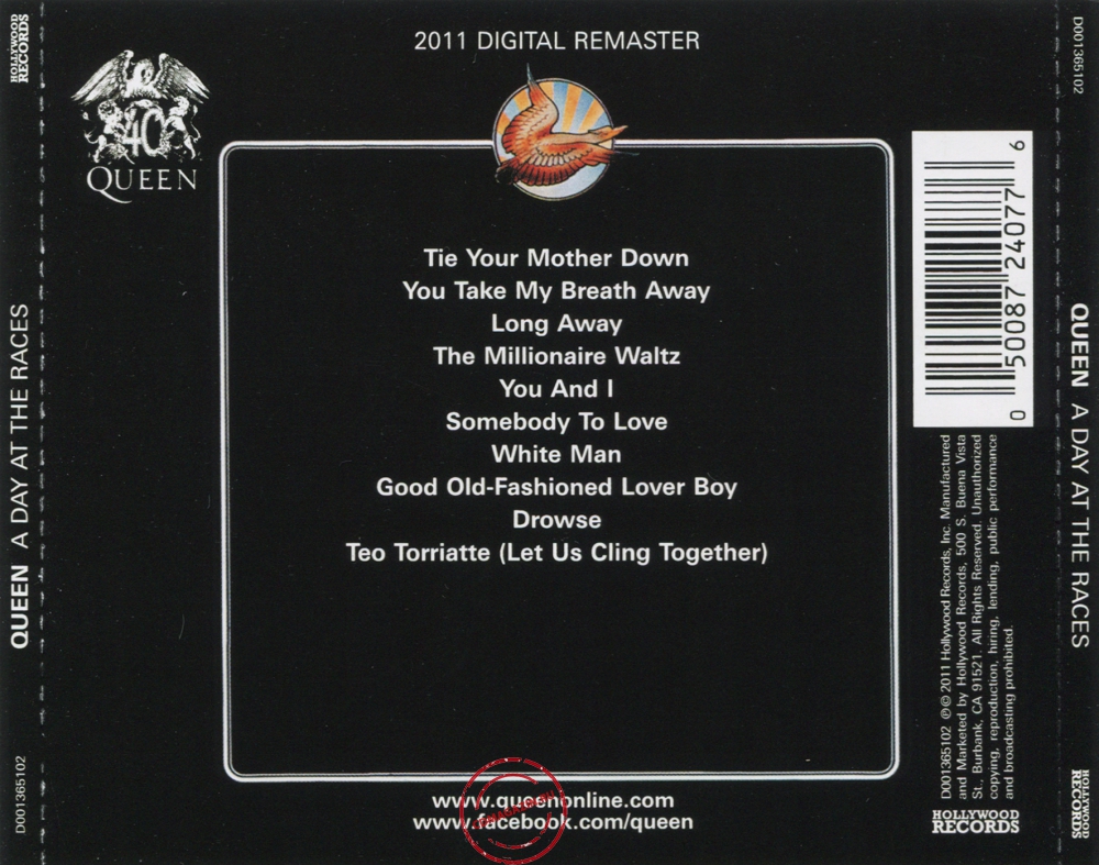 Audio CD: Queen (1976) A Day At The Races Audio CD: Queen (1976) A Day At The Races