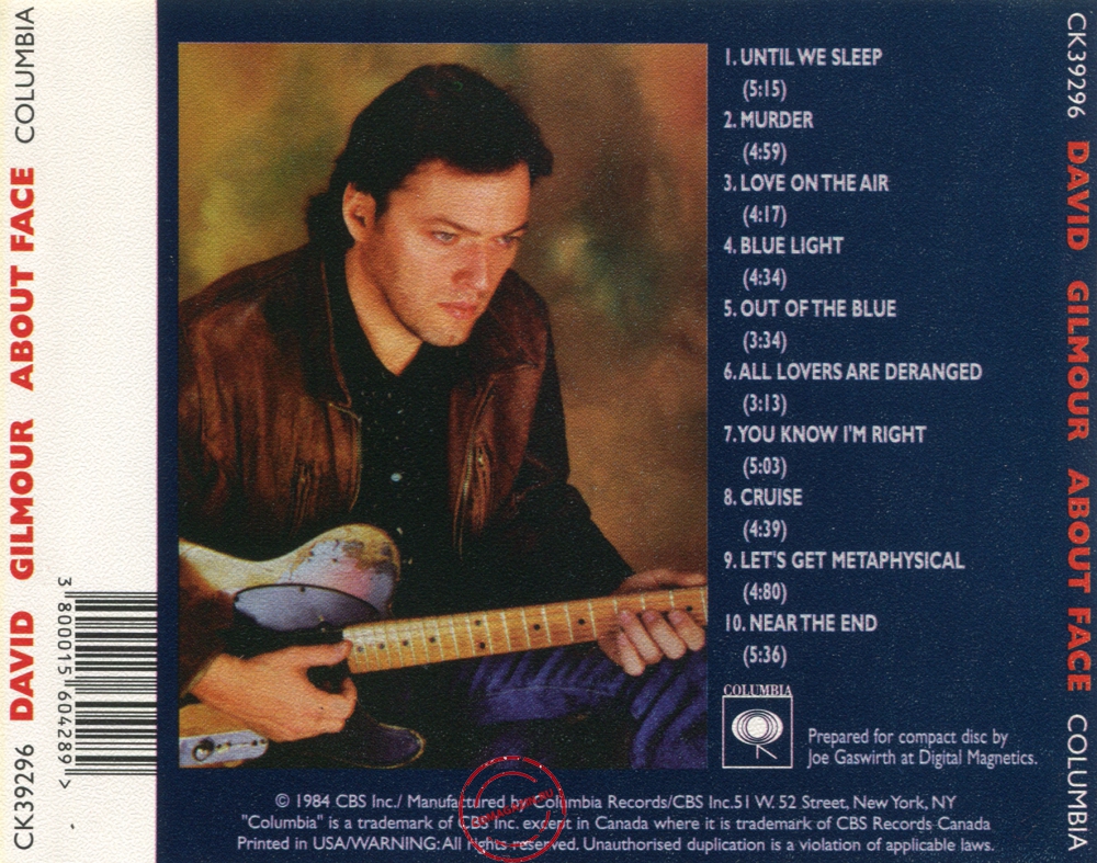 Audio CD: David Gilmour (1984) About Face Audio CD: David Gilmour (1984) About Face
