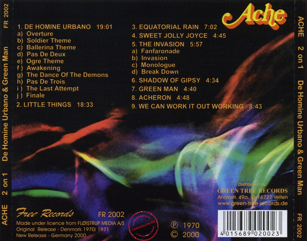 Audio CD: Ache (2) (1970) De Homine Urbano + Green Man