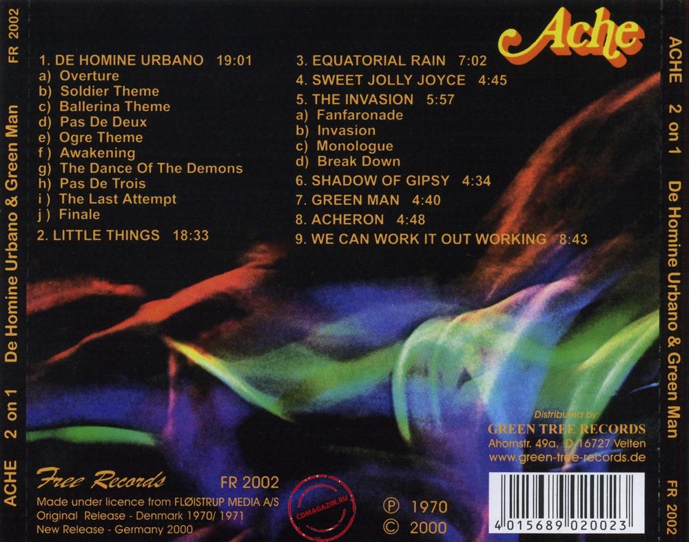 Audio CD: Ache (2) (1970) De Homine Urbano + Green Man Audio CD: Ache (2) (1970) De Homine Urbano + Green Man