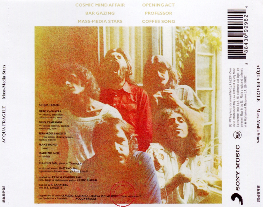 Audio CD: Acqua Fragile (1974) Mass-Media Stars Audio CD: Acqua Fragile (1974) Mass-Media Stars