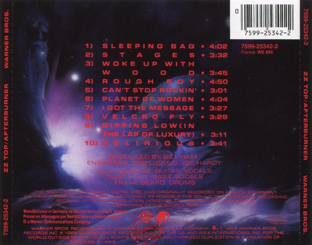 Audio CD: ZZ Top (1985) Afterburner Audio CD: ZZ Top (1985) Afterburner
