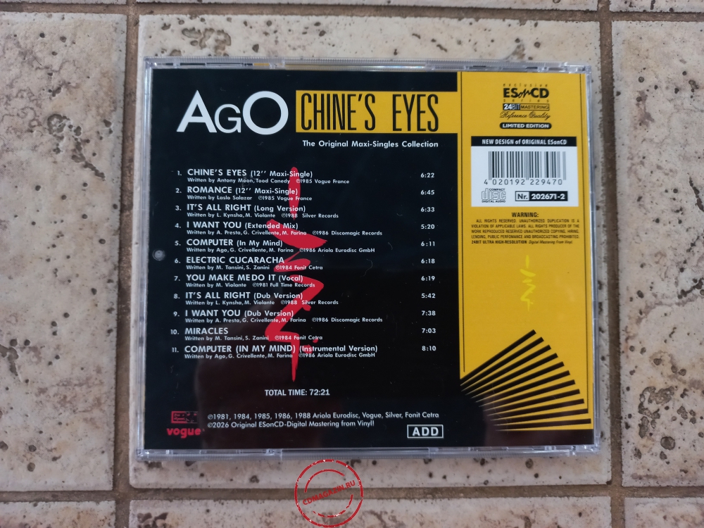 Audio CD: Ago (2) (2026) Chinese Eyes - The Original Maxi-Singles Collection