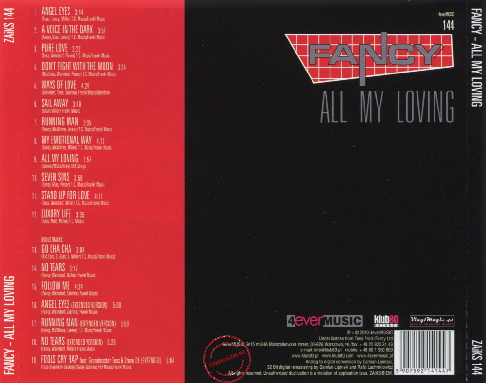 Audio CD: Fancy (1989) All My Loving Audio CD: Fancy (1989) All My Loving
