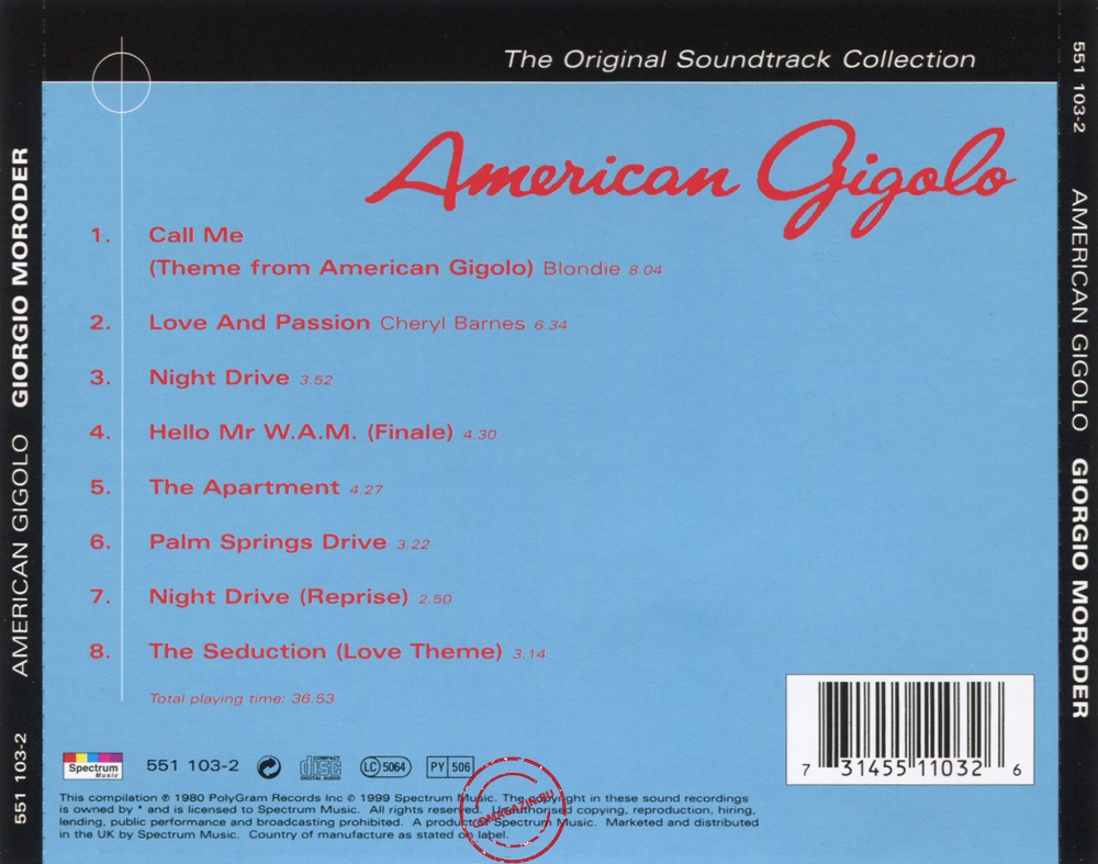 Audio CD: Giorgio Moroder (1980) American Gigolo