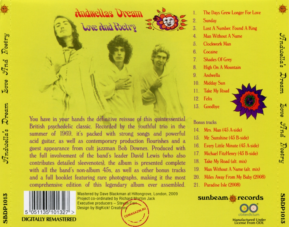Audio CD: Andwellas Dream (1969) Love And Poetry