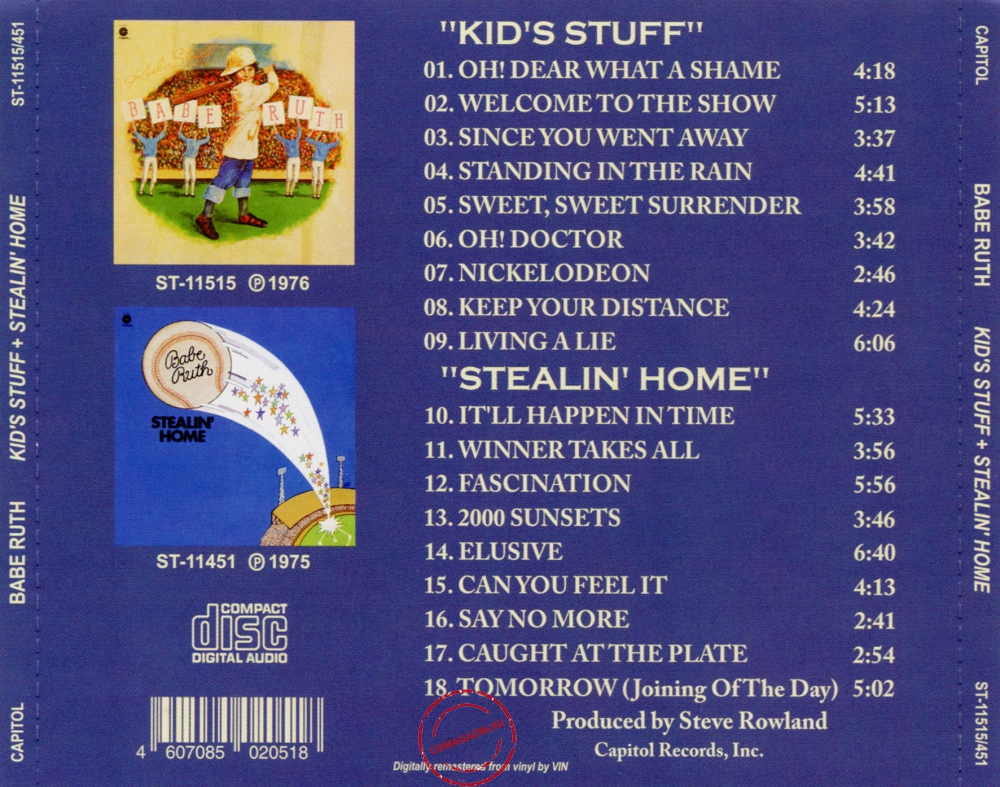 Audio CD: Babe Ruth (1976) Kid's Stuff + Stealin' Home