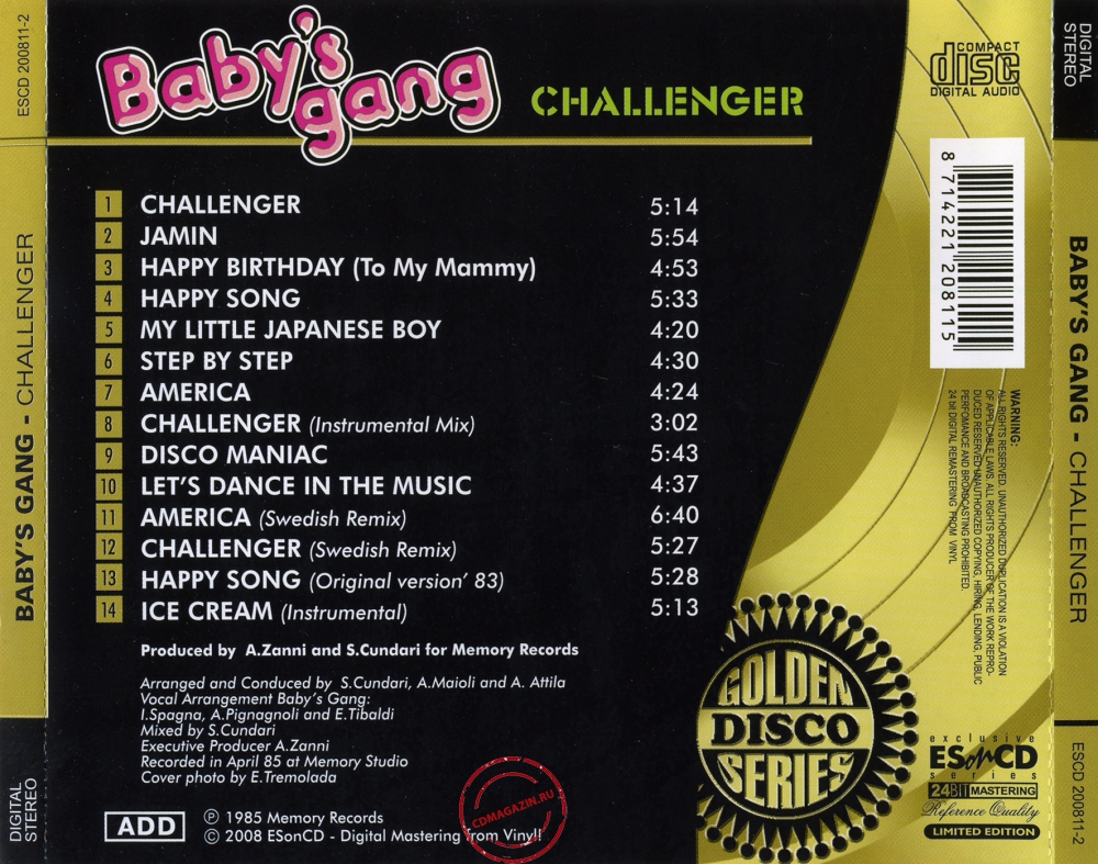 Audio CD: Baby's Gang (1985) Challenger Audio CD: Baby's Gang (1985) Challenger