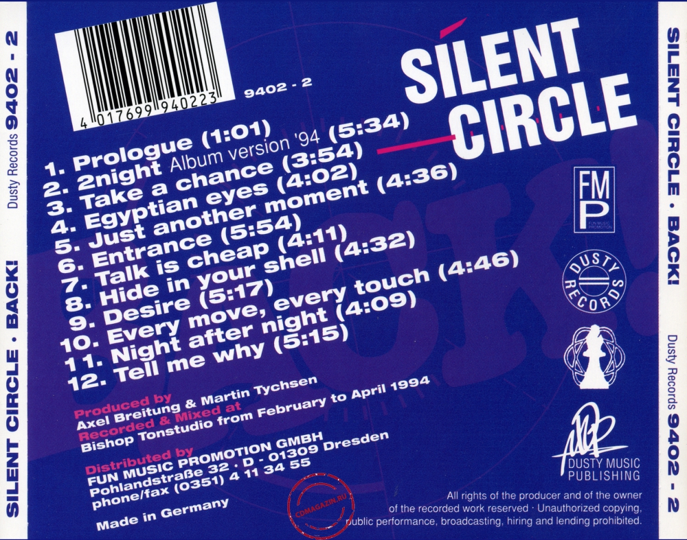 Audio CD: Silent Circle (1994) Back! Audio CD: Silent Circle (1994) Back!