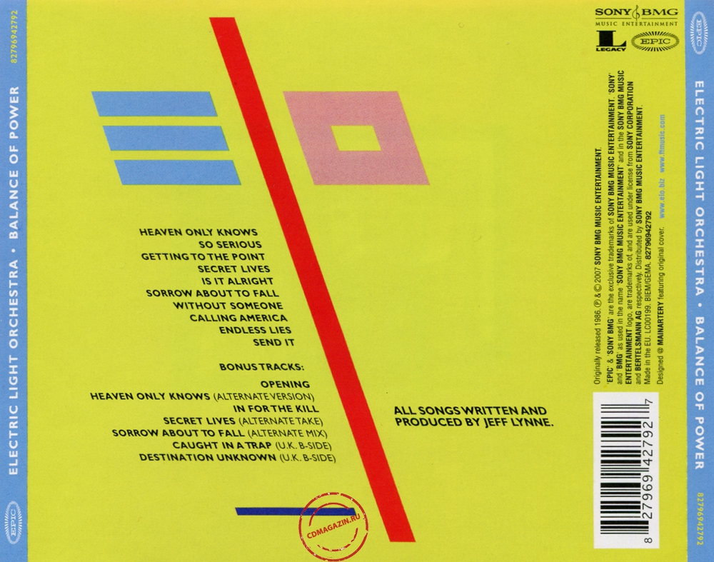 Audio CD: Electric Light Orchestra (1986) Balance Of Power Audio CD: Electric Light Orchestra (1986) Balance Of Power