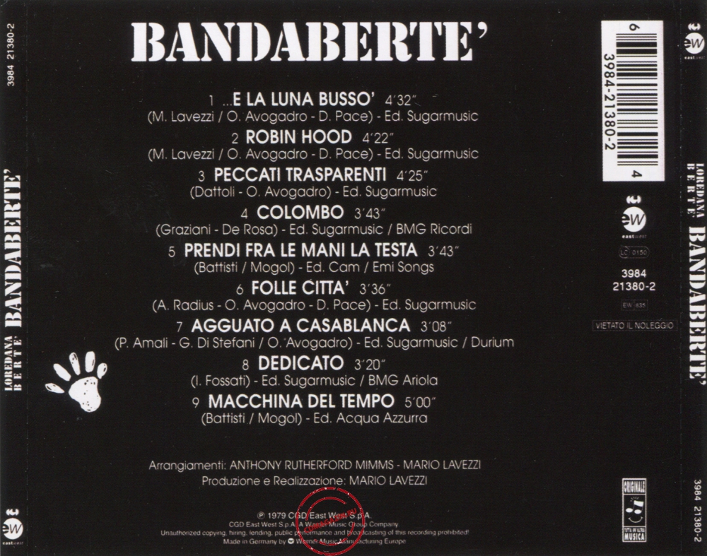 Audio CD: Loredana Berte (1979) Bandaberte Audio CD: Loredana Berte (1979) Bandaberte