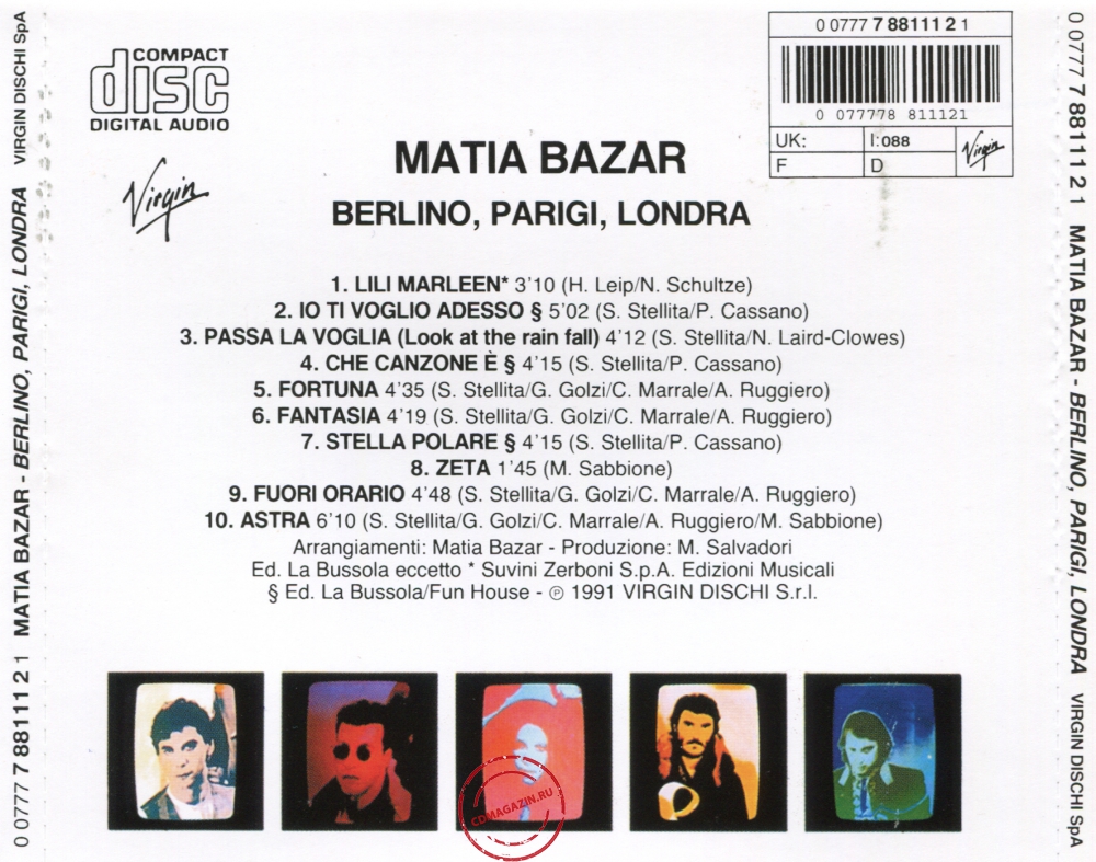 Audio CD: Matia Bazar (1982) ... Berlino ... Parigi ... Londra Audio CD: Matia Bazar (1982) ... Berlino ... Parigi ... Londra