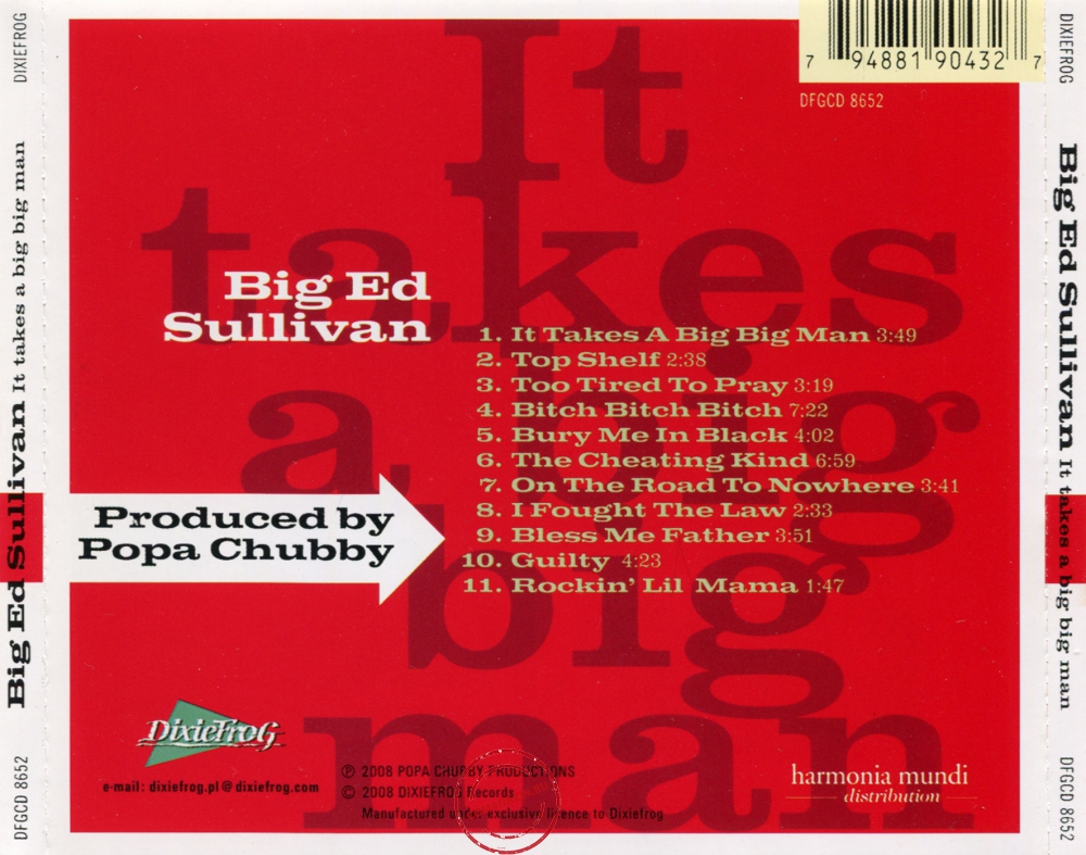 Audio CD: Big Ed Sullivan (2008) It Takes A Big Big Man Audio CD: Big Ed Sullivan (2008) It Takes A Big Big Man