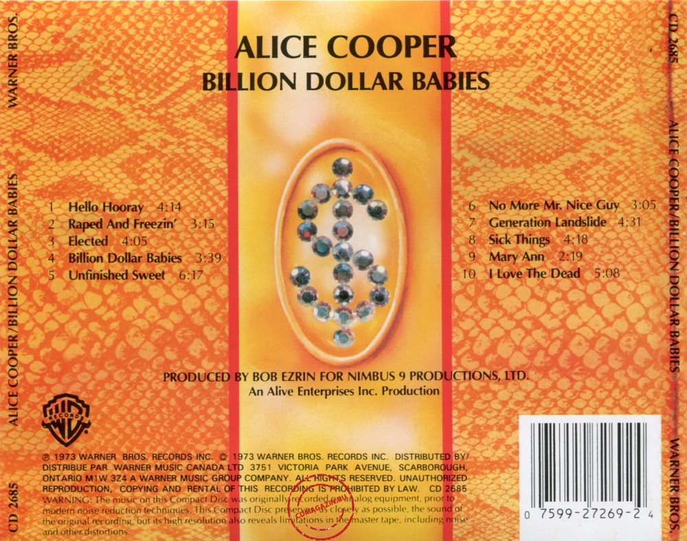 Audio CD: Alice Cooper (1973) Billion Dollar Babies