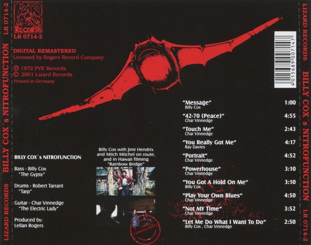 Audio CD: Billy Cox's Nitro Function (1971) Nitro Function Audio CD: Billy Cox's Nitro Function (1971) Nitro Function