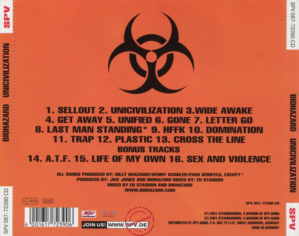 Audio CD: Biohazard (2001) Uncivilization Audio CD: Biohazard (2001) Uncivilization