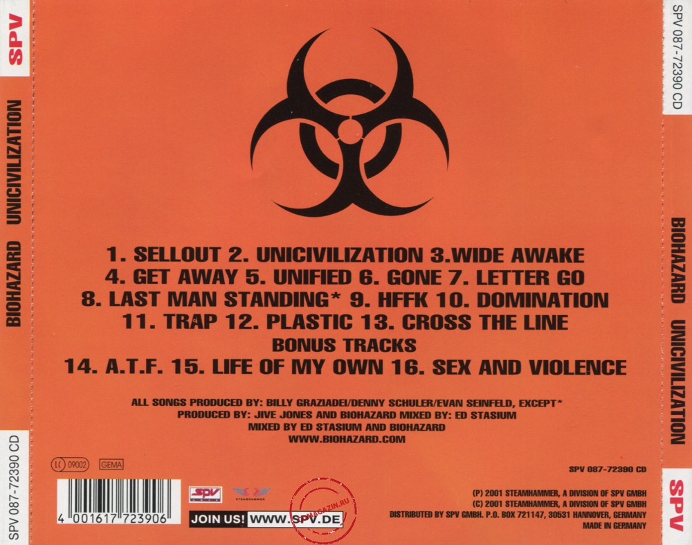 Audio CD: Biohazard (2001) Uncivilization