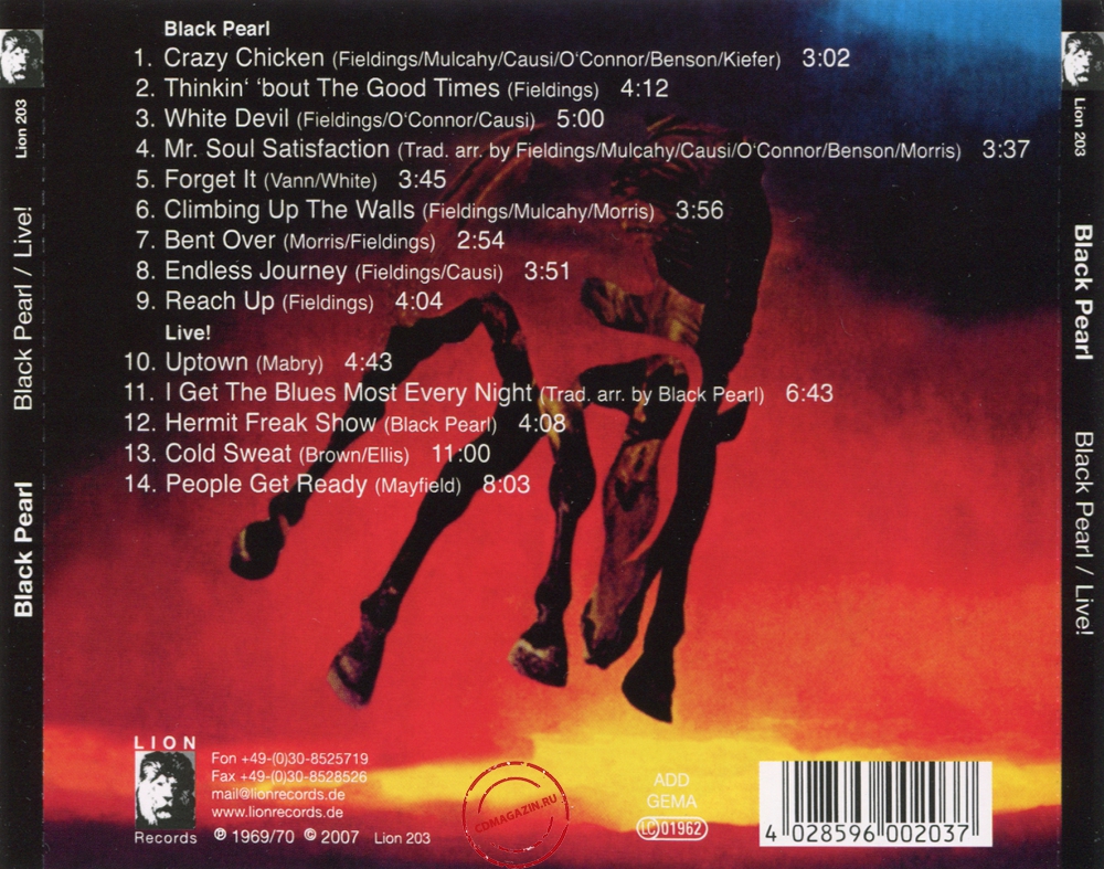 Audio CD: Black Pearl (9) (1969) Black Pearl / Live!
