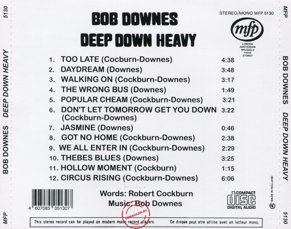 Audio CD: Bob Downes (1970) Deep Down Heavy Audio CD: Bob Downes (1970) Deep Down Heavy