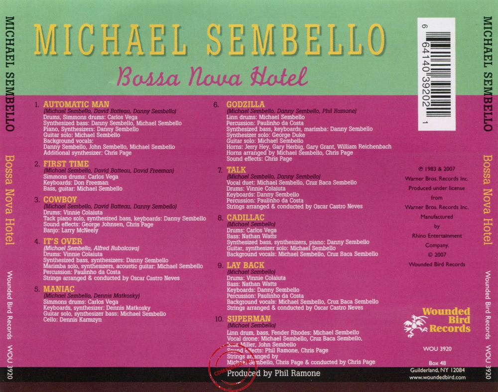 Audio CD: Michael Sembello (1983) Bossa Nova Hotel