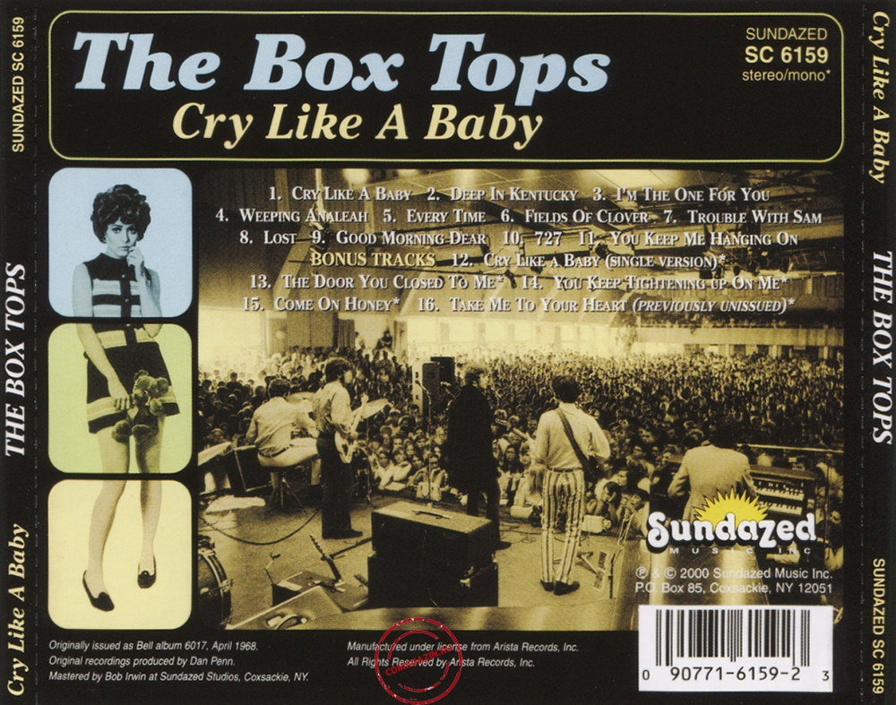 Audio CD: Box Tops (1968) Cry Like A Baby Audio CD: Box Tops (1968) Cry Like A Baby