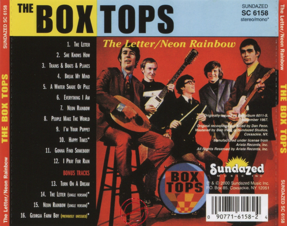 Audio CD: Box Tops (1967) The Letter / Neon Rainbow