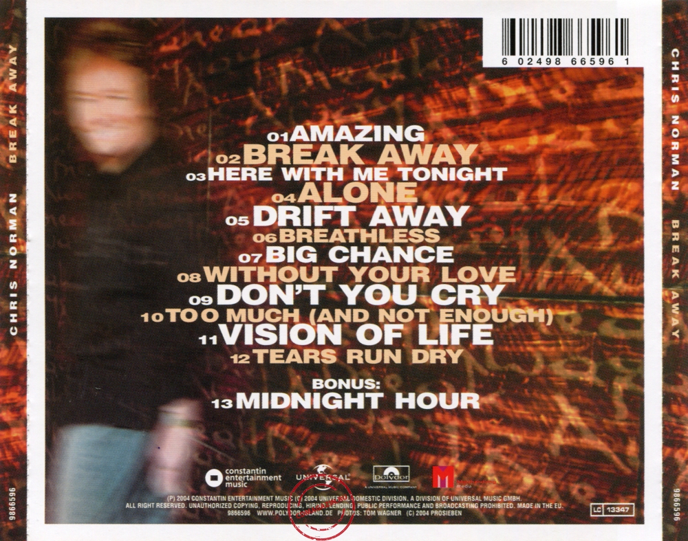 Audio CD: Chris Norman (2004) Break Away Audio CD: Chris Norman (2004) Break Away