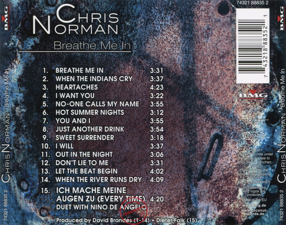 Audio CD: Chris Norman (2001) Breathe Me In Audio CD: Chris Norman (2001) Breathe Me In
