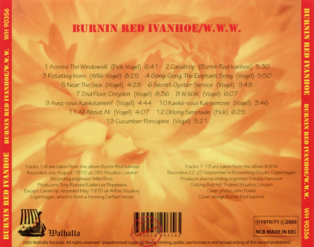 Audio CD: Burnin Red Ivanhoe (1970) Burnin Red Ivanhoe + W. W. W.