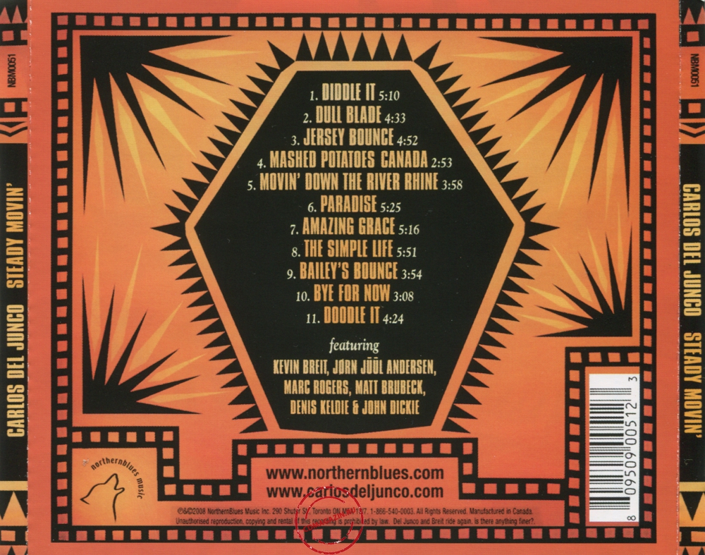 Audio CD: Carlos Del Junco (2008) Steady Movin' Audio CD: Carlos Del Junco (2008) Steady Movin'