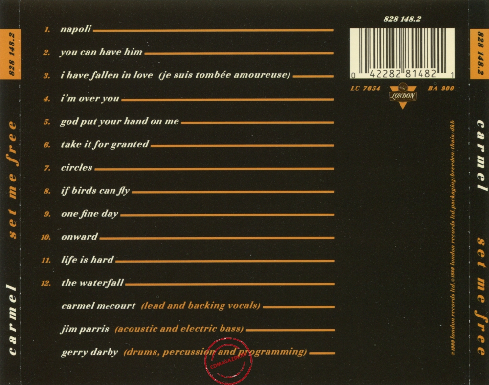 Audio CD: Carmel (2) (1989) Set Me Free Audio CD: Carmel (2) (1989) Set Me Free