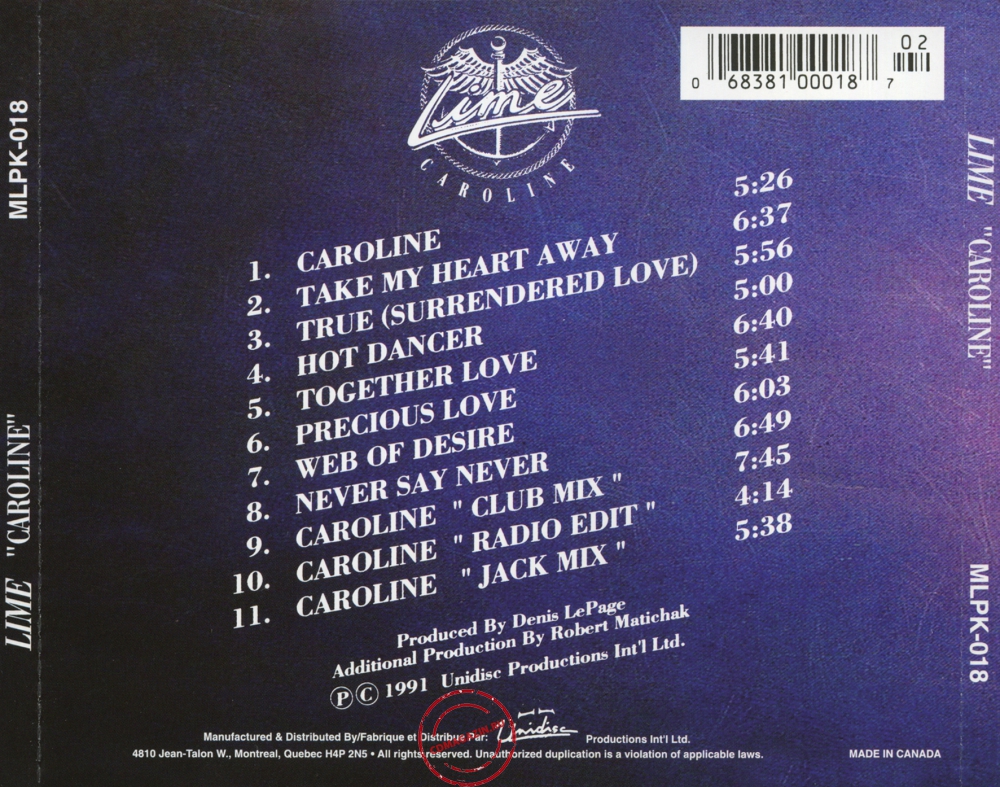Audio CD: Lime (2) (1991) Caroline Audio CD: Lime (2) (1991) Caroline