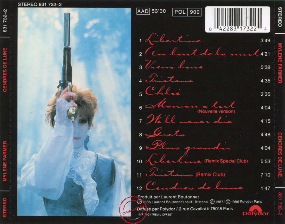 Audio CD: Mylene Farmer (1986) Cendres De Lune
