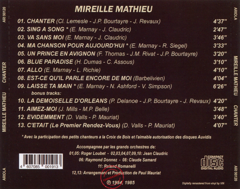 Audio CD: Mireille Mathieu (1984) Chanter Audio CD: Mireille Mathieu (1984) Chanter