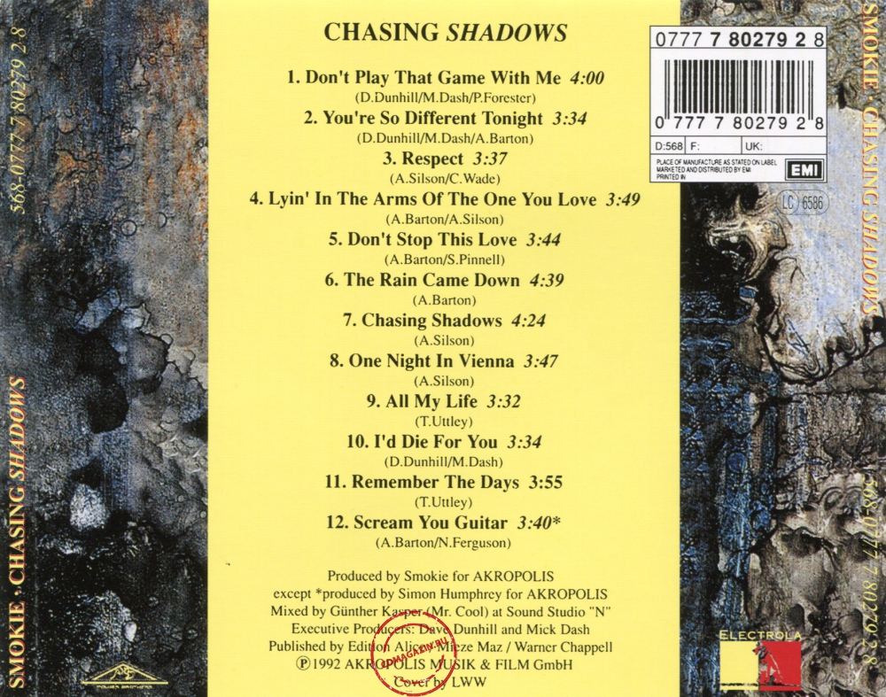 Audio CD: Smokie (1992) Chasing Shadows