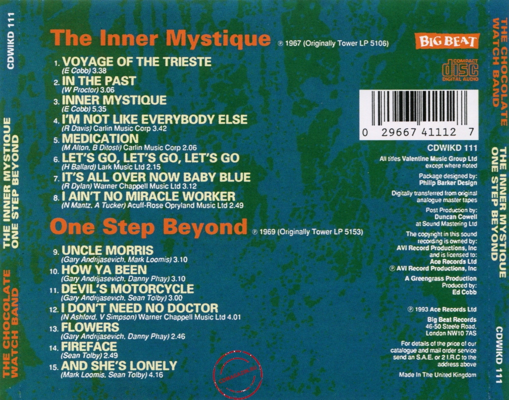 Audio CD: Chocolate Watch Band (1968) The Inner Mystique + One Step Beyond