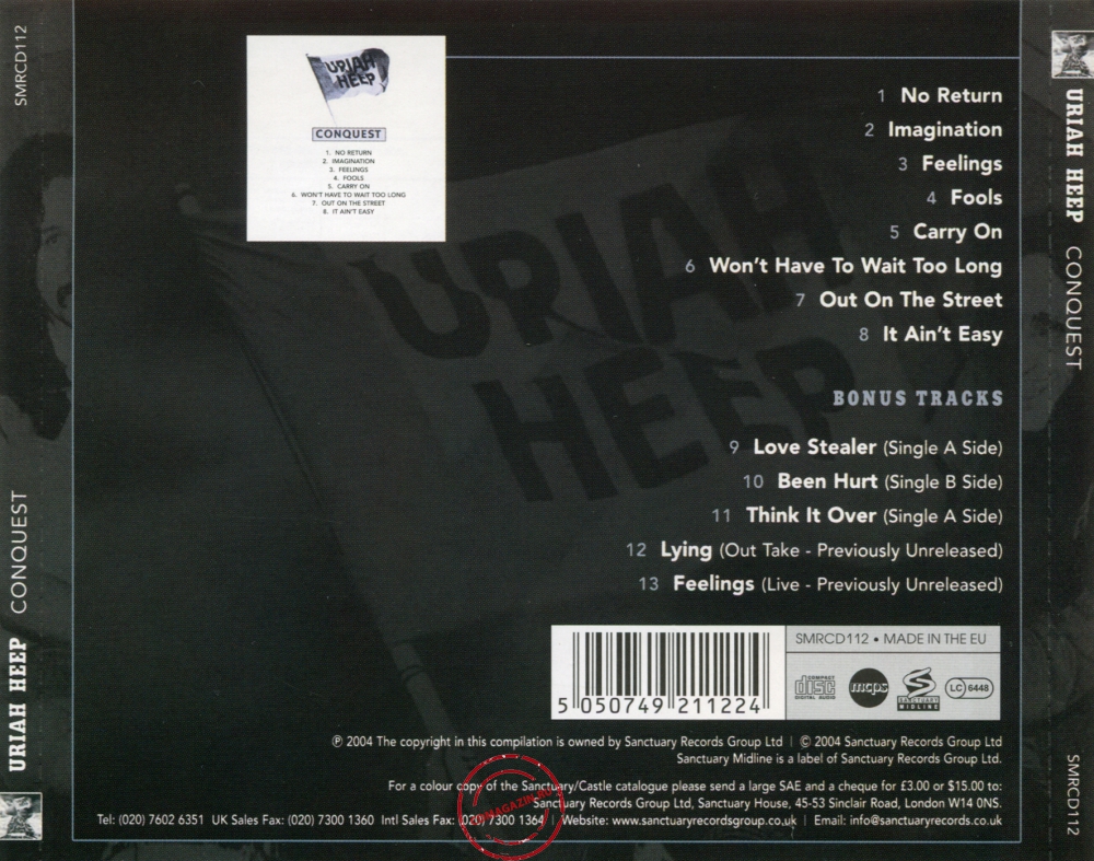 Audio CD: Uriah Heep (1980) Conquest Audio CD: Uriah Heep (1980) Conquest