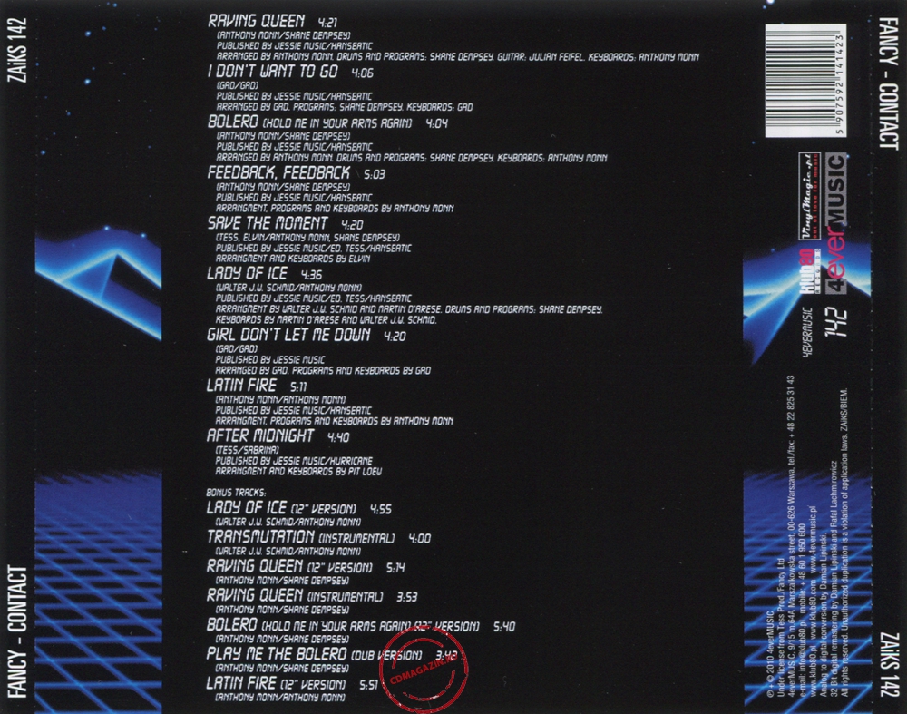 Audio CD: Fancy (1986) Contact Audio CD: Fancy (1986) Contact