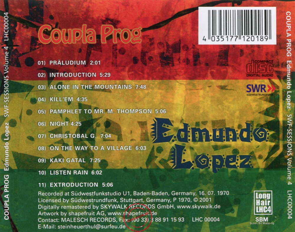Audio CD: Coupla Prog (1970) Edmundo Lopez (SWF Sessions Volume 4)