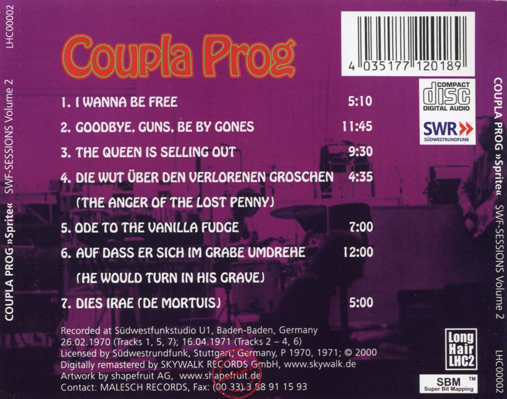 Audio CD: Coupla Prog (1971) Sprite (SWF Sessions Volume 2)